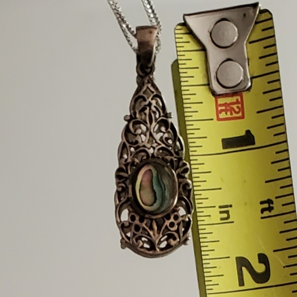 Sterling Silver Filigree Abalone Pendant - Picture 10 of 11